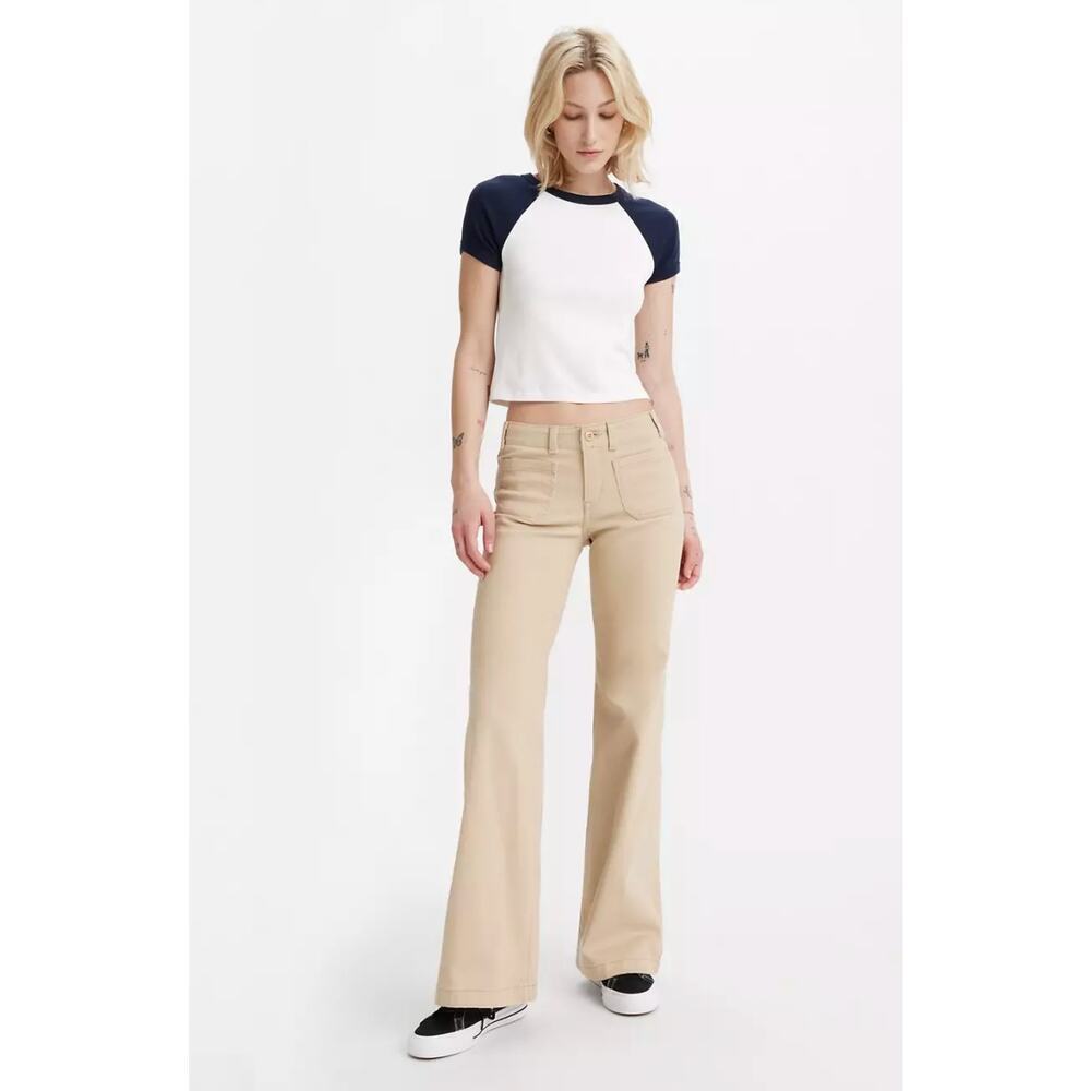 Levi’s Superlow Flare Jeans Beige Low Rise Bootcut Y2K NWT Womens 31x32
